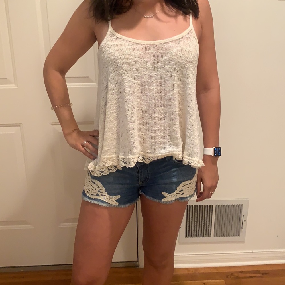 Paper Crane Cream Small Tank Top EUC